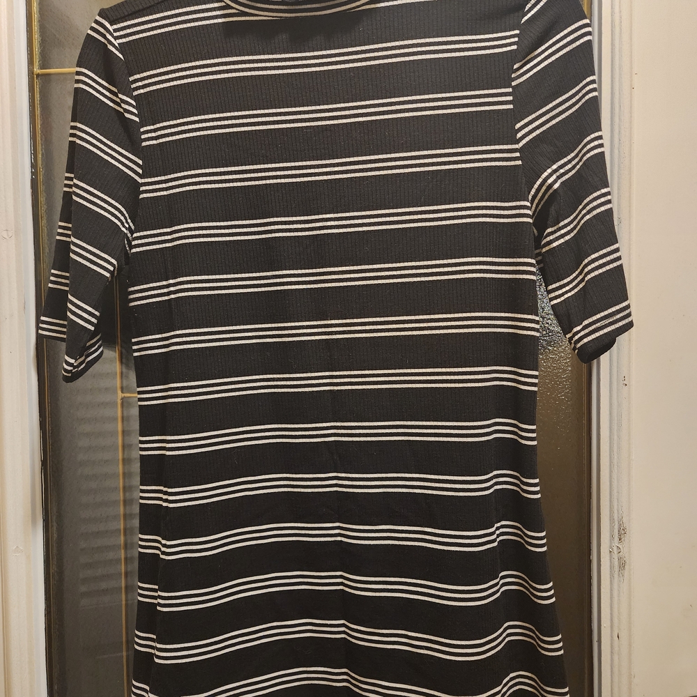 Torrid Black and White Striped Tunic Top
